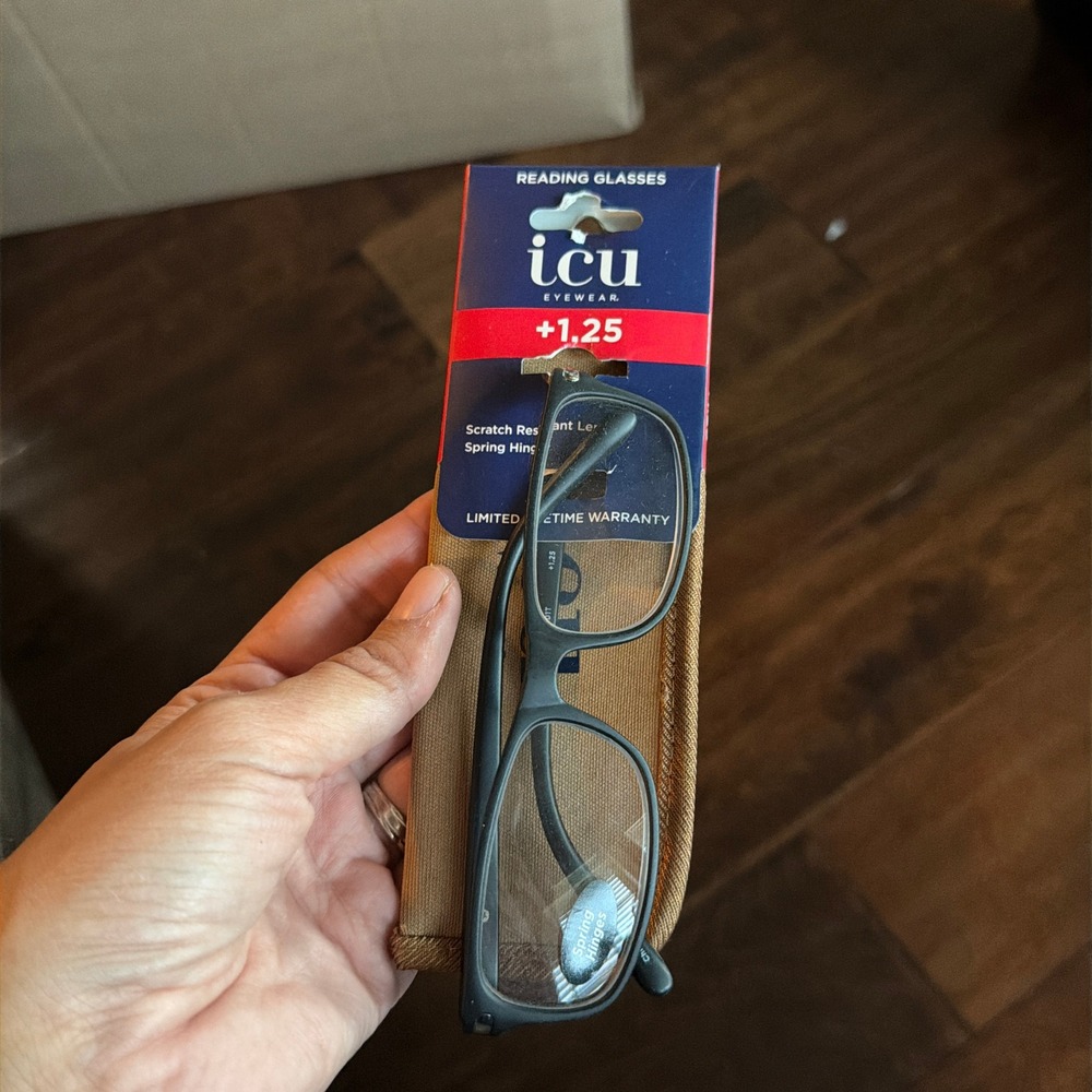 ICU Eyewear Henderson Reading Glasses +1.25 Matte Black Rectangular Spring Hinge